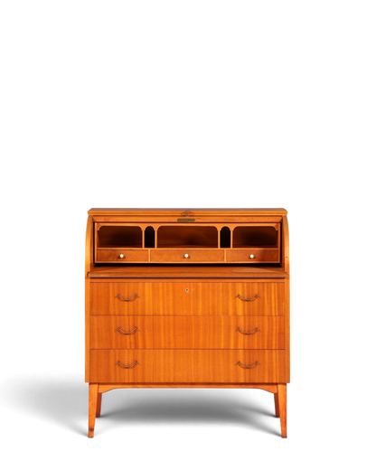 Wunderschöner Mid Century Rollladen Sekretär echt Holz Büro Schrank Vintage Schreibkommode