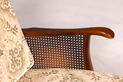 Eleganter Chippendale Armlehnstuhl Polstersessel Wiener Geflecht Antik Stil Salonstuhl Sitzmöbel