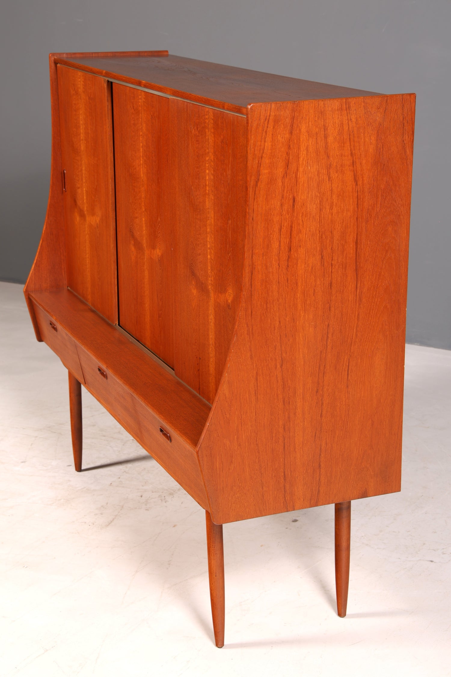 Dreamy mid-century sideboard, teak highboard cabinet, vintage Danish design chest of drawers