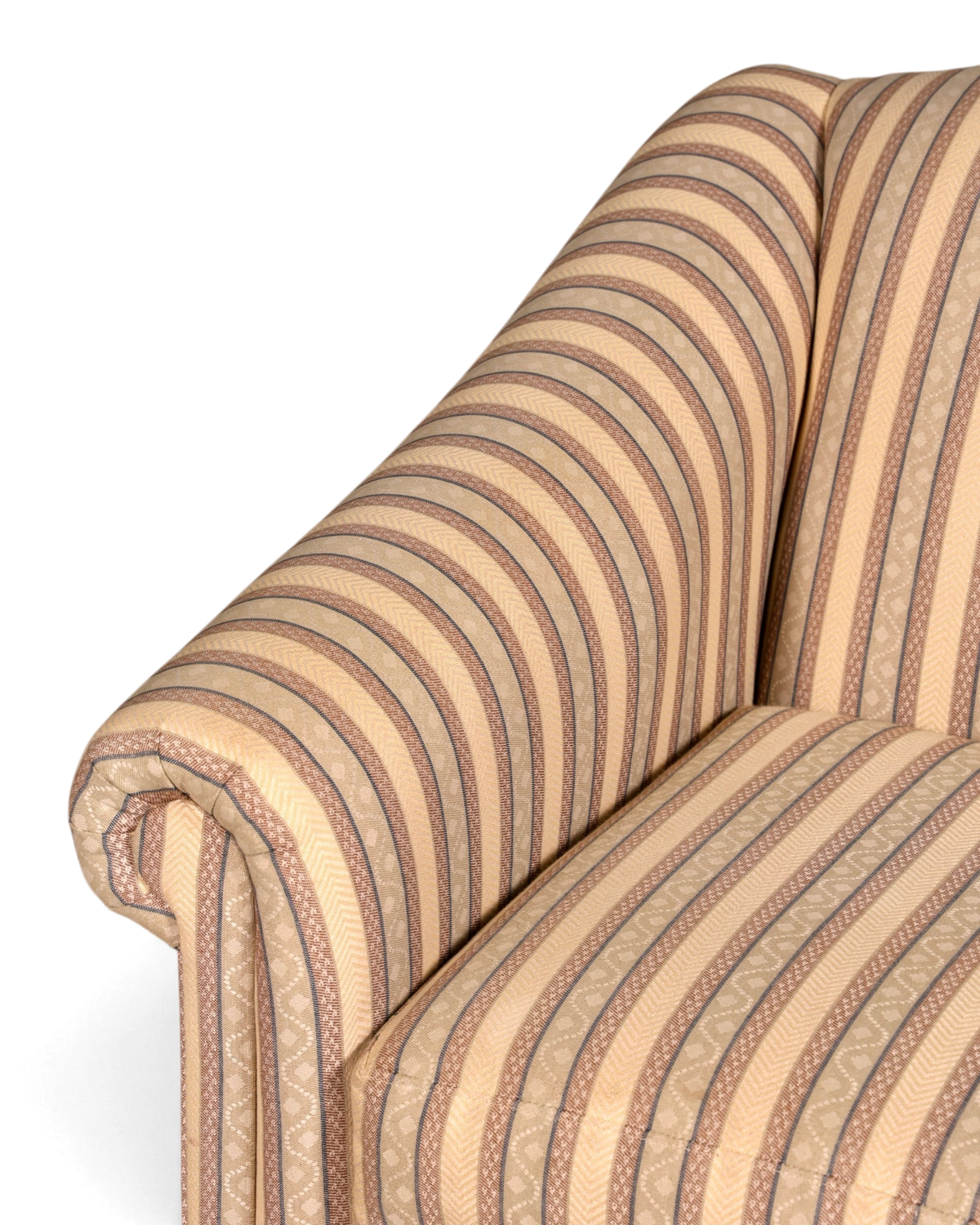 Hauptstadt Möblerei Drexel Heritage 2-Sitzer Sofa mit klassischem beigem Streifenmuster und hochwertiger Polsterung