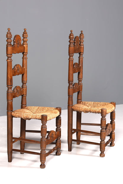 2x Wunderschöne Spanische Stühle Stuhl Set Rattan Rustikale Stühle Küchenstühle