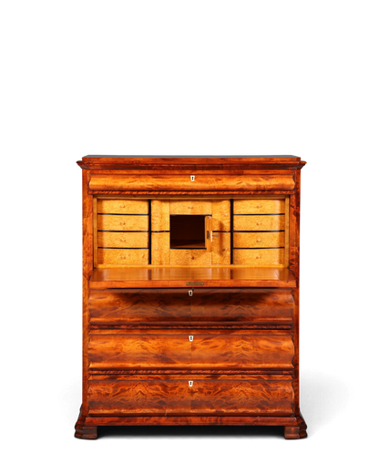Hauptstadt Möblerei Biedermeier Sekretär aus Echtholz mit aufklappbarer Schreibfläche und vielen kleinen Schubladen