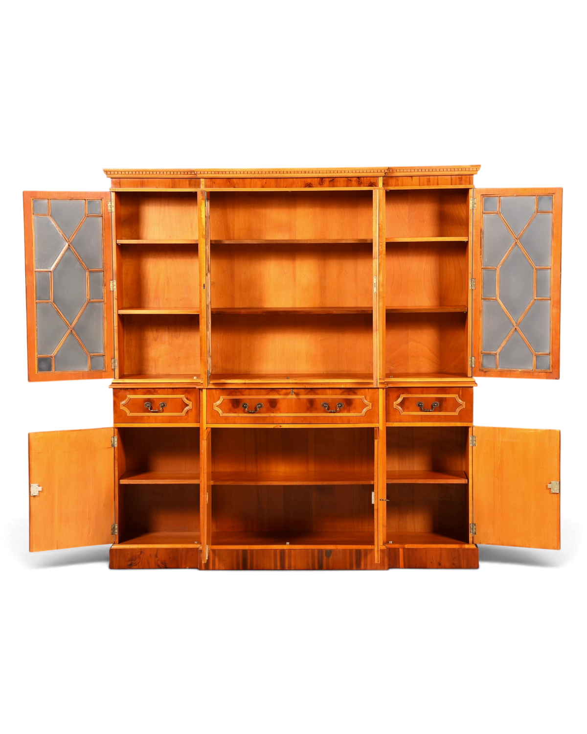 Traumhafte Englische Vitrine Bücherschrank Buffet Antik Stil Englisch Eibe Glasvitrine Bibliothek