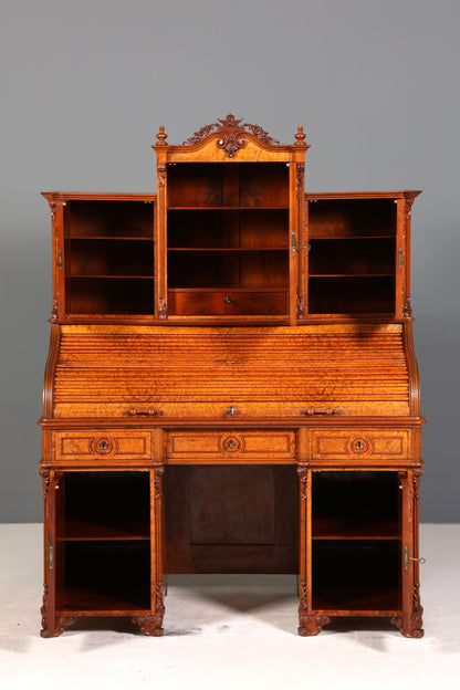 Beeindruckender Louis Philippe Sekretär Antik Rollladen Sekretär Schreibtisch Nussbaum Aufsatzsekretär