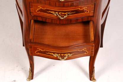 Elegant Baroque-style antique dresser, side table, brass cabinet, chest of drawers