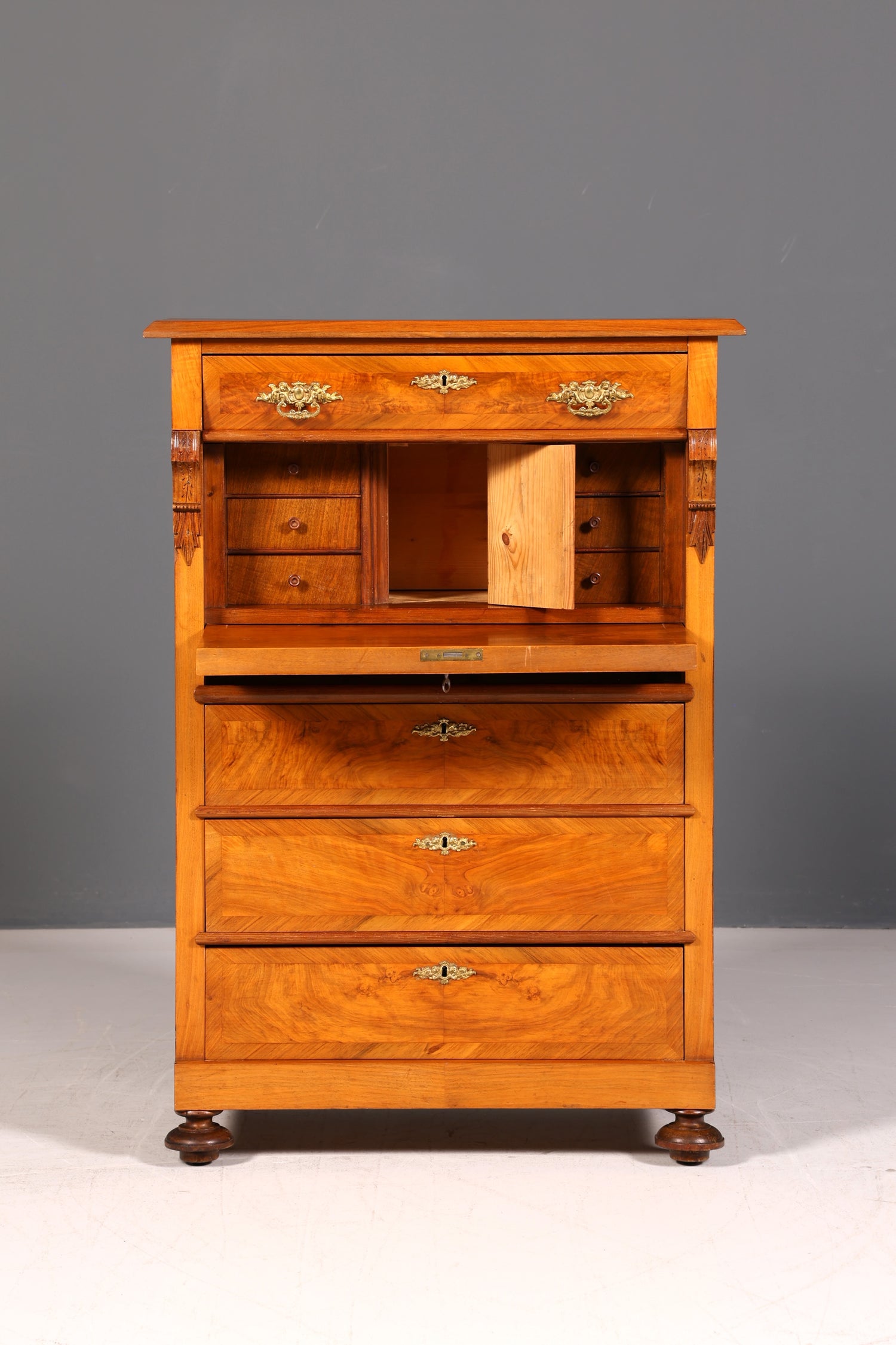 Edler Gründerzeit Sekretär Vertiko Highboard Louis Philippe Kommode Antik um 1880 Schreibsekretär