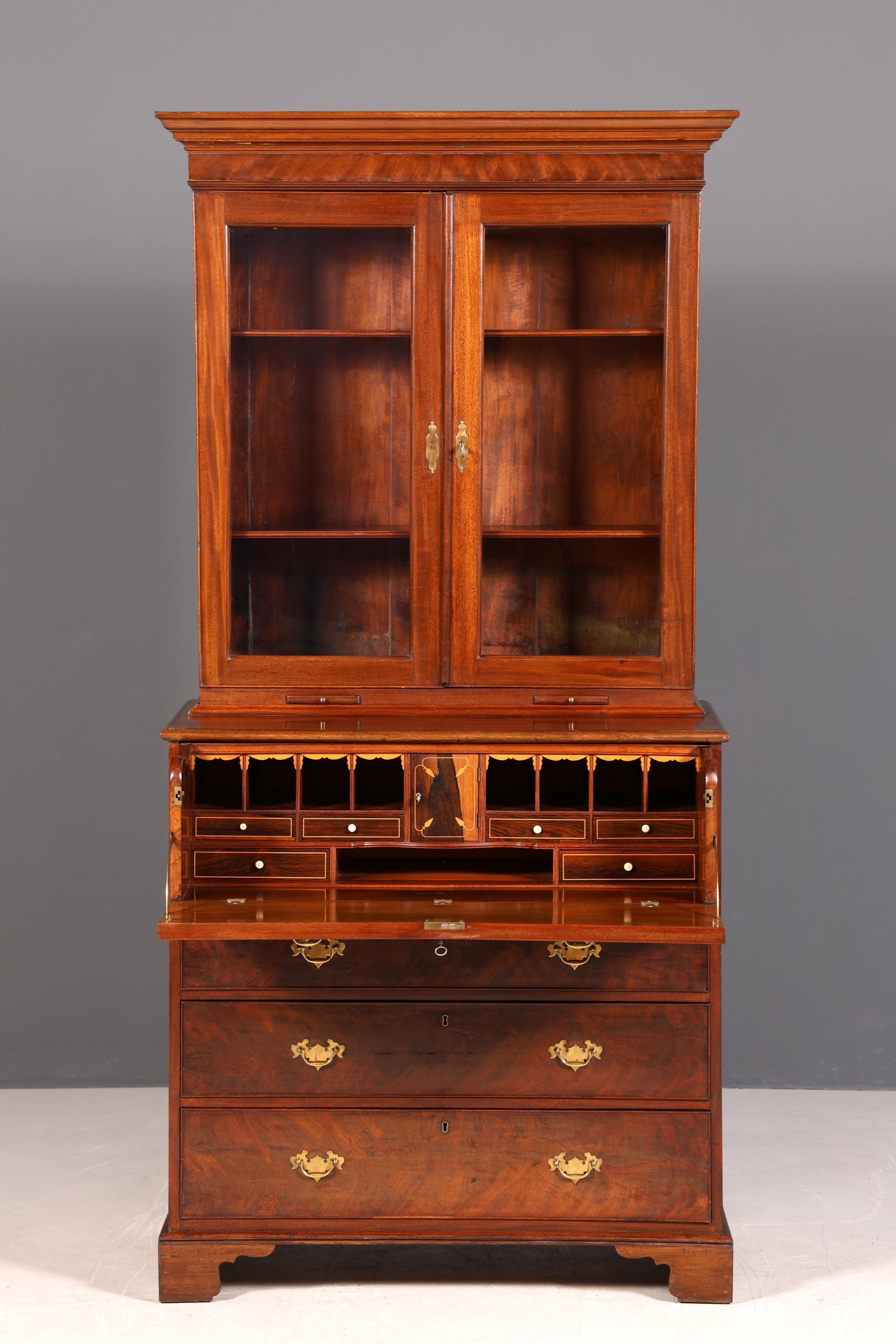 G224 Finish Wunderschöner Englischer Sekretär Büro Aufsatzsekretär Antik 60S Vitrinen Schrank UK (Kopie)