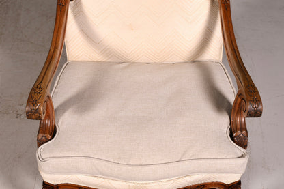 Edere Louis-Philippe-armleunstoel uit de Gründerzeit, antieke stoel, secretairestoel, gestoffeerde fauteuil, 2 van 2