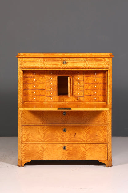 Indrukwekkende Biedermeier-secretaire, antieke commode, kantoor-schrijfcommode, highboard