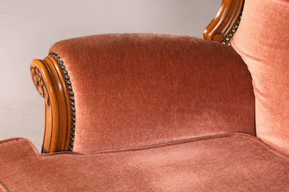 Edles Chippendale Sofa Barock Stil Samt Stoff Couch 3-Sitzer Rococo Antik Polstersofa
