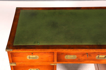 Edler Englischer Schreibtisch Military Chest Echt Lederauflage Bürotisch Office Table Maritim Antik Vintage