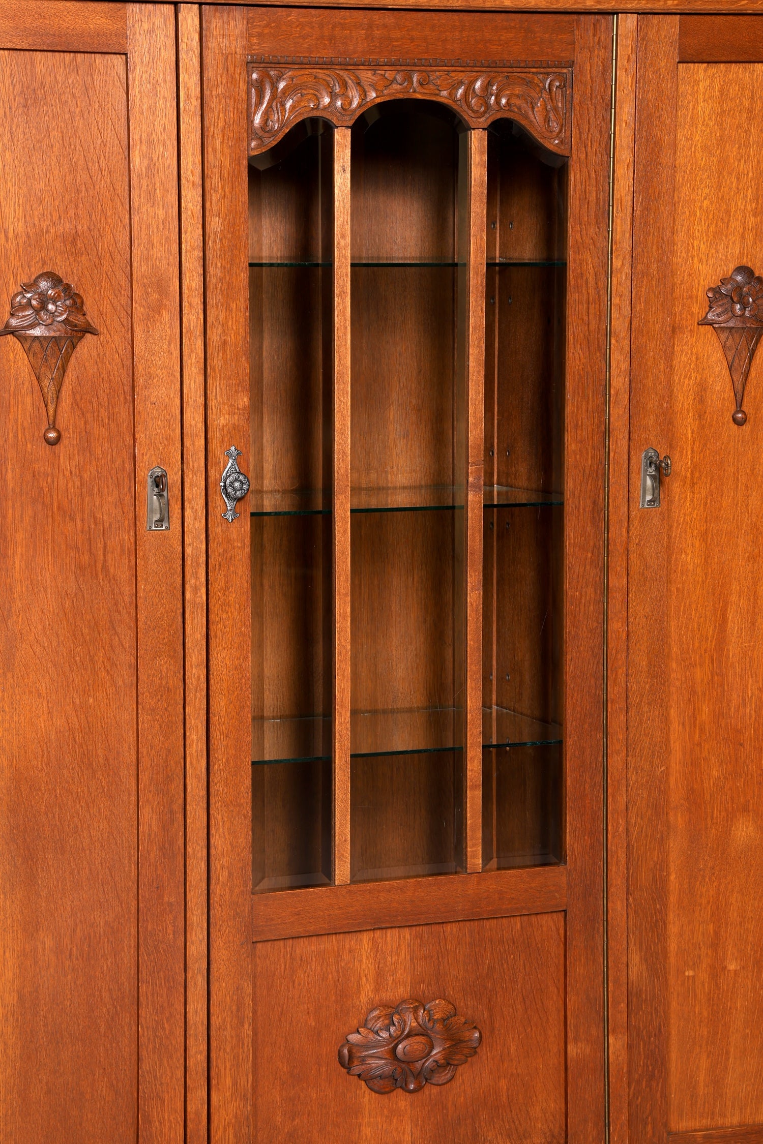 Traumhafte Jugendstil Vitrine Eiche Bücherschrank Kleiderschrank Geschirrschrank Buffet Schrank Antik Vintage