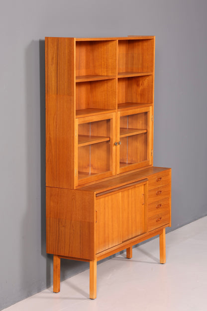 Edles Mid Century Regal Danish Design Sideboard Bücherregal Teak Holz Vitrine Sekretär Schrank Highboard Vintage 60er