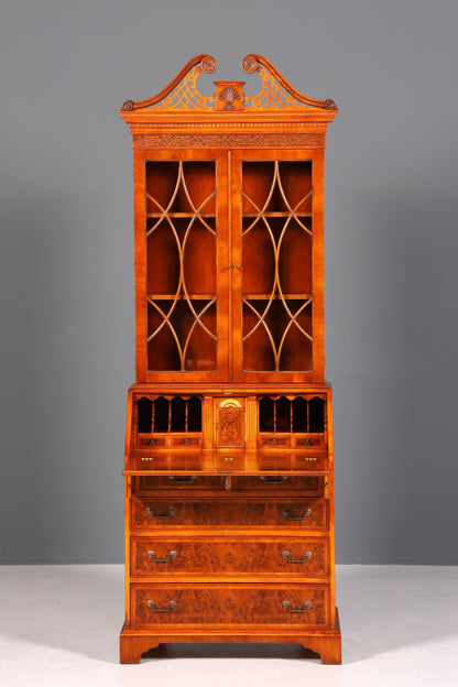 Stilvoller Englischer Sekretär Original Wade Büro Aufsatzsekretär Antik 60s Vitrinen Schrank UK