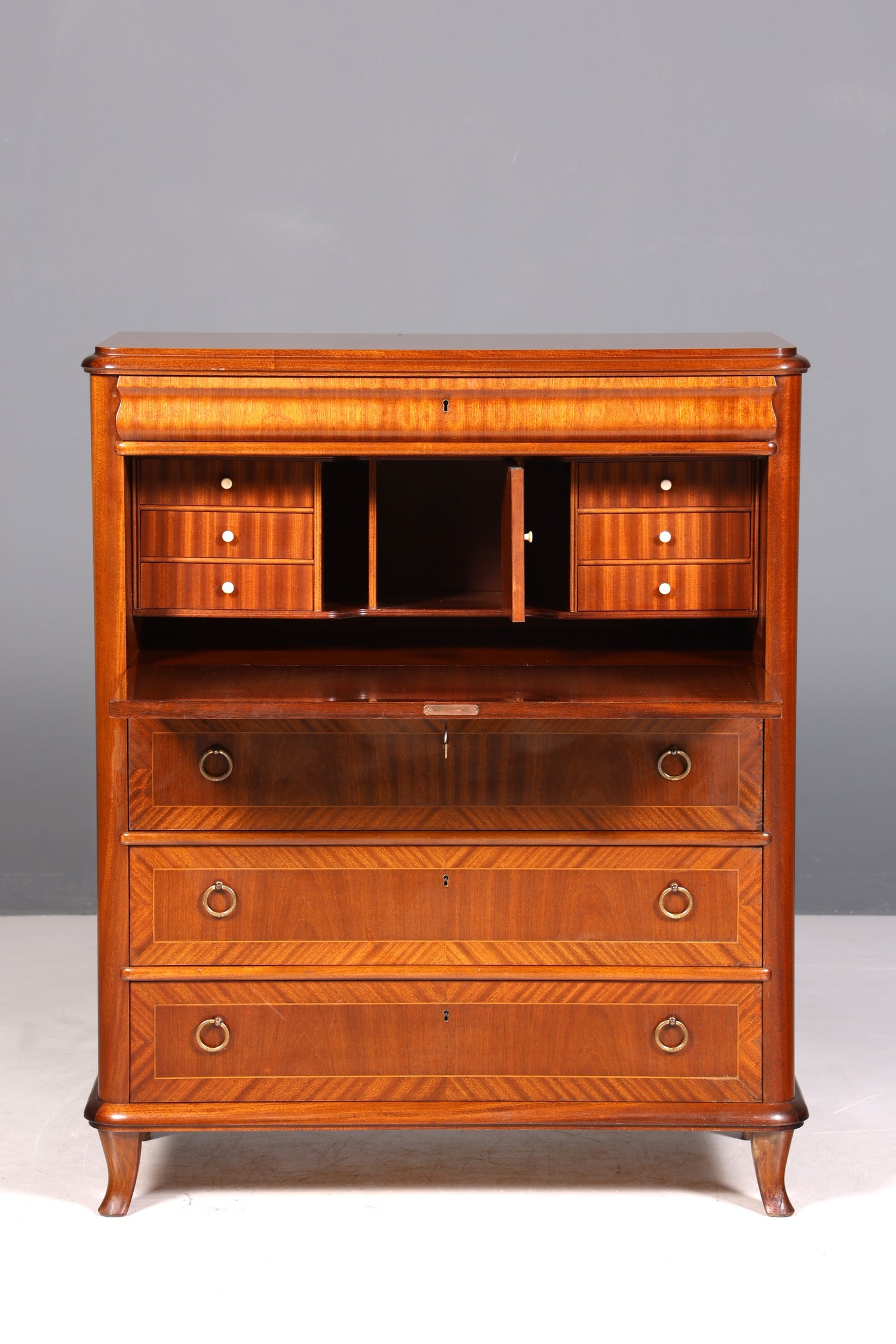 Beautiful antique-style secretary desk, office chest of drawers, Art Deco style, 1950s vertiko writing desk, chest of drawers