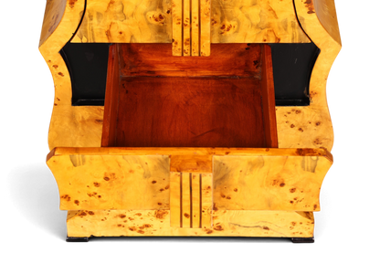 Traumhafte Art Deco Stil Kommode in Kontrabass Form Birke Vertiko Schubladenkommode Gitarren Kommode