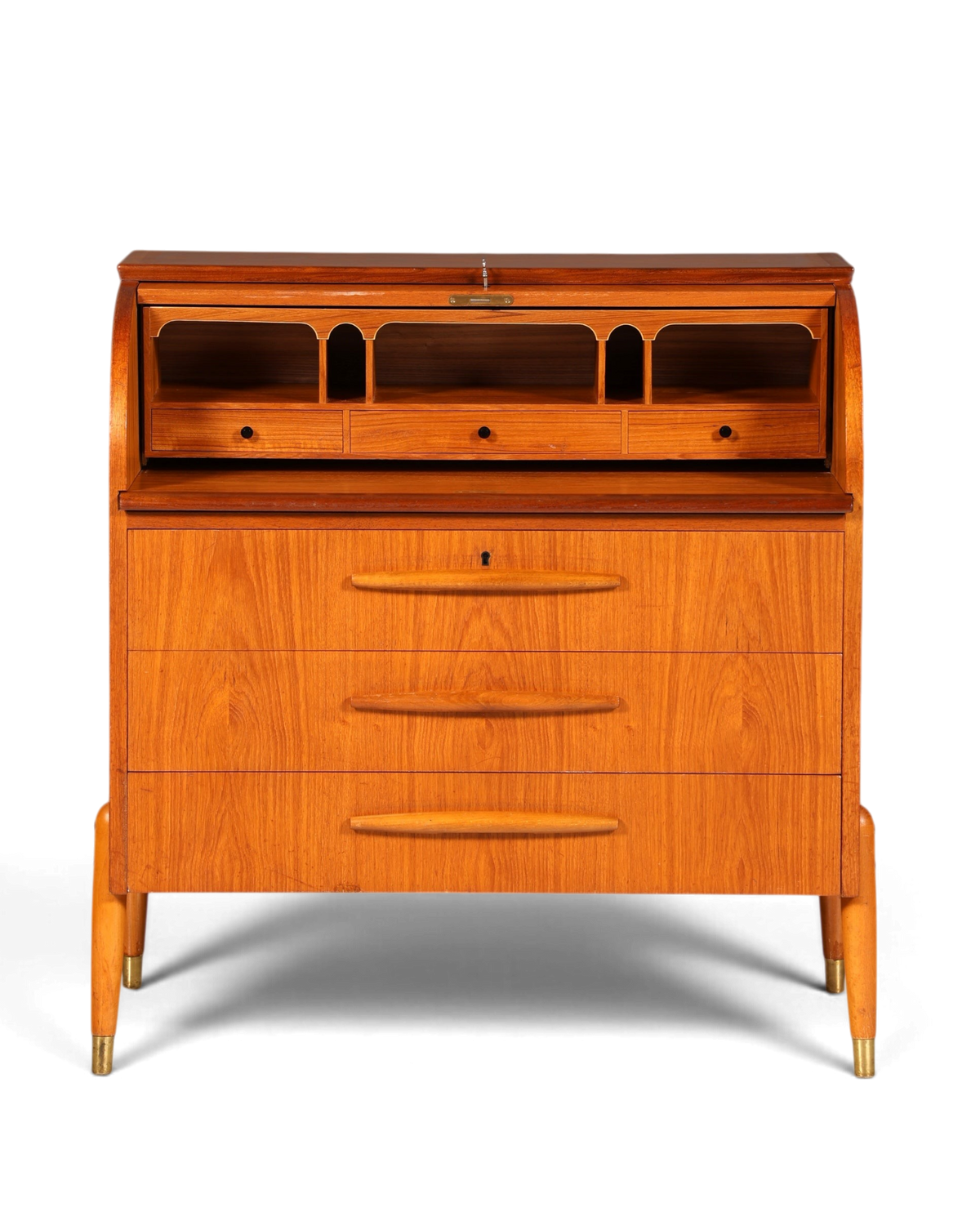 Prachtige mid-century rolluiksecretaire, schrijfcommode, kantoorkast, vintage jaren 60, hout