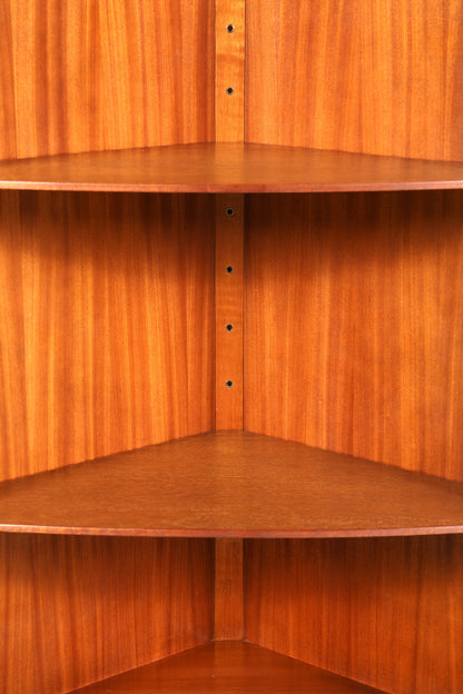 Wunderschöne Georgischer Eckvitrine Mahagoni Antik 50s echt Holz Schrank Englisch Eckschrank Glasvitrine