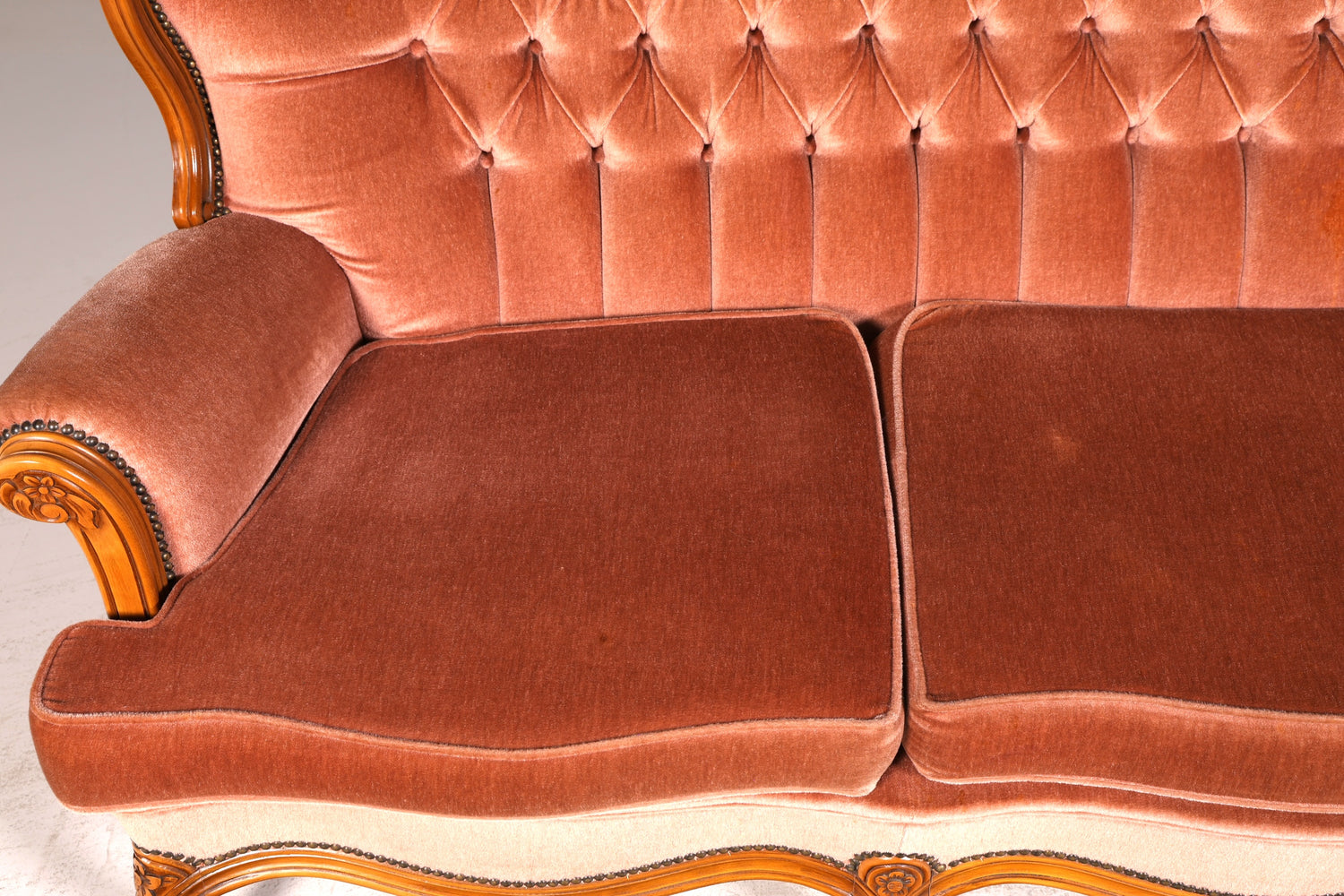 Edles Chippendale Sofa Barock Stil Samt Stoff Couch 3-Sitzer Rococo Antik Polstersofa