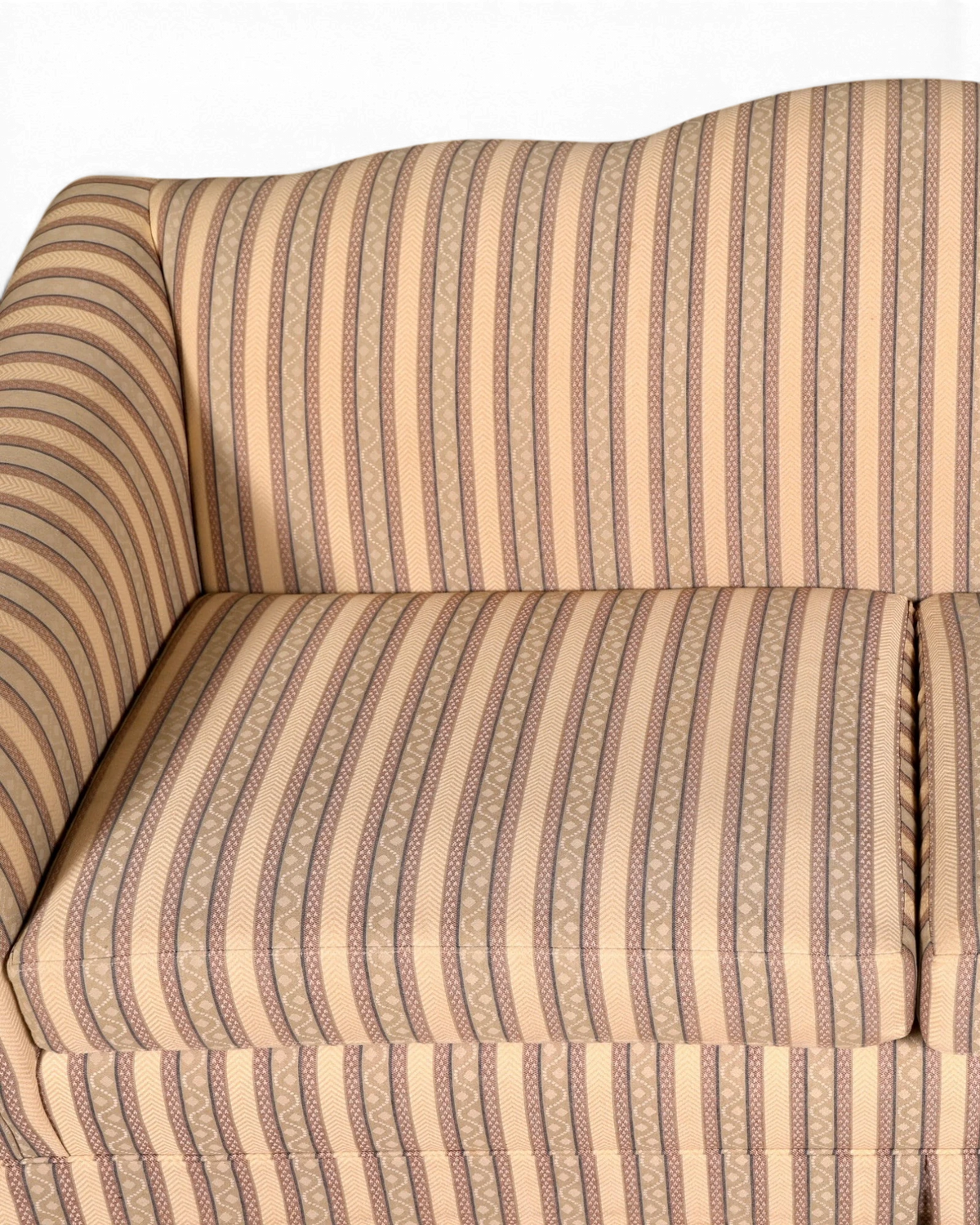 Hauptstadt Möblerei Drexel Heritage 3-Sitzer Sofa mit klassischem beigem Streifenmuster und weicher Polsterung