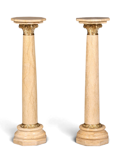 Wunderschöne Barock Stil Säule Louis XV Marmor Blumensäule Naturstein Beige Sockel Ablage 2 von 2