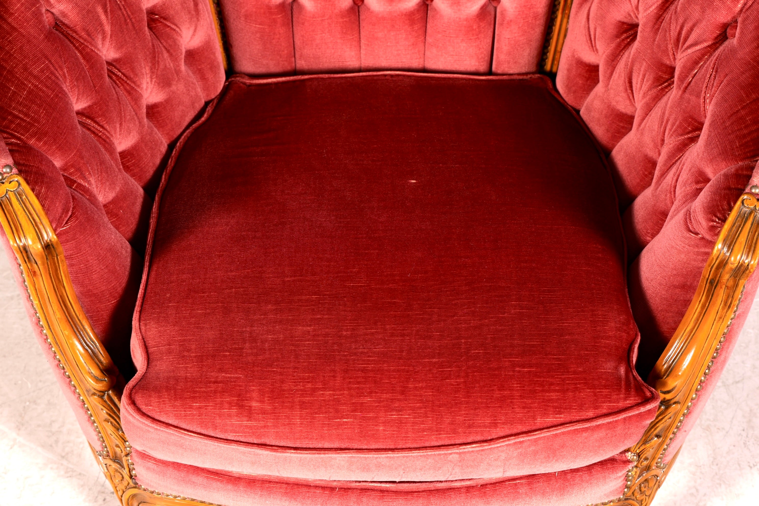 G065 Finish cm Edler Chippendale Armlehnsessel Barock Stil Sessel Armchair Samt Stoff Sessel