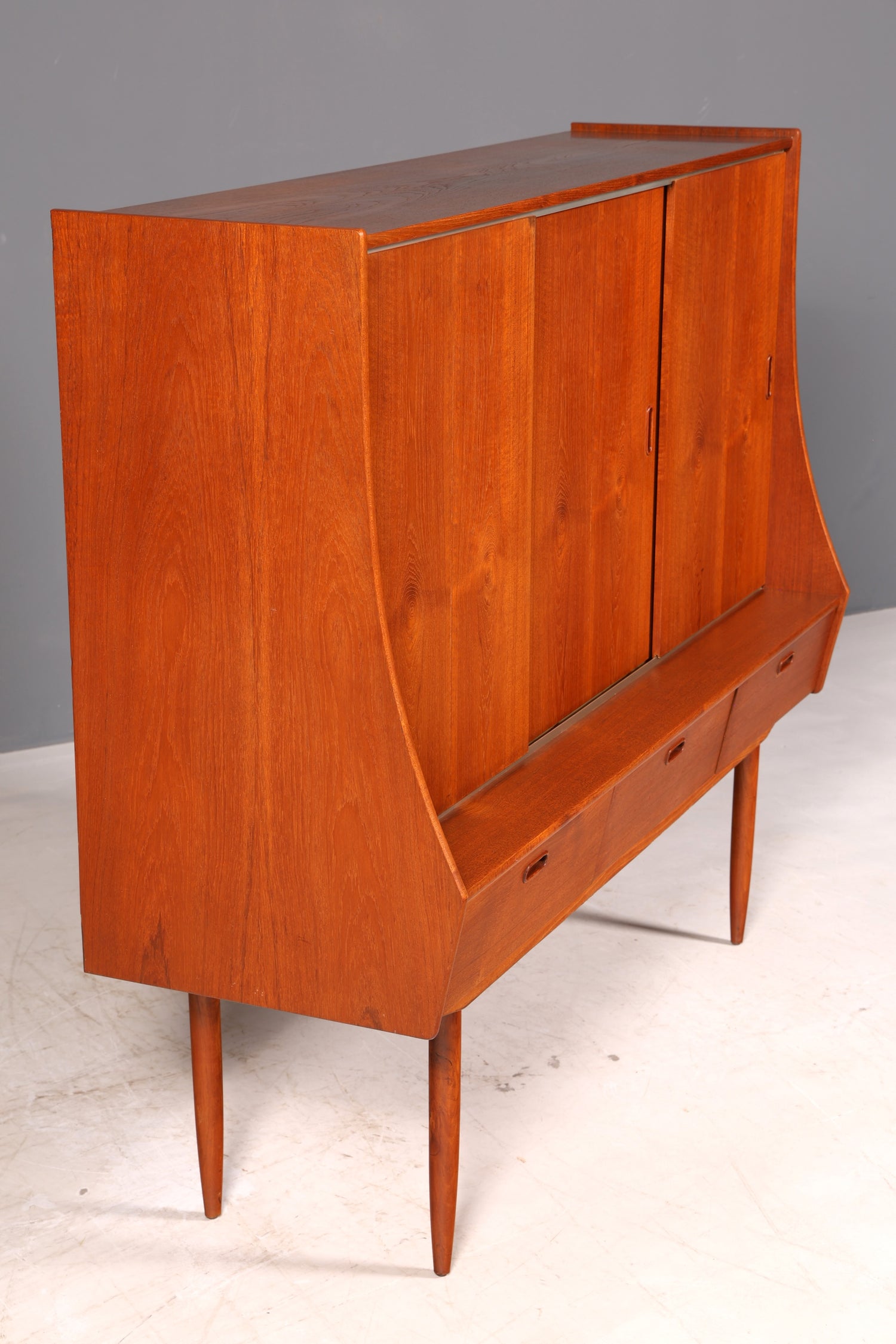 Dreamy mid-century sideboard, teak highboard cabinet, vintage Danish design chest of drawers