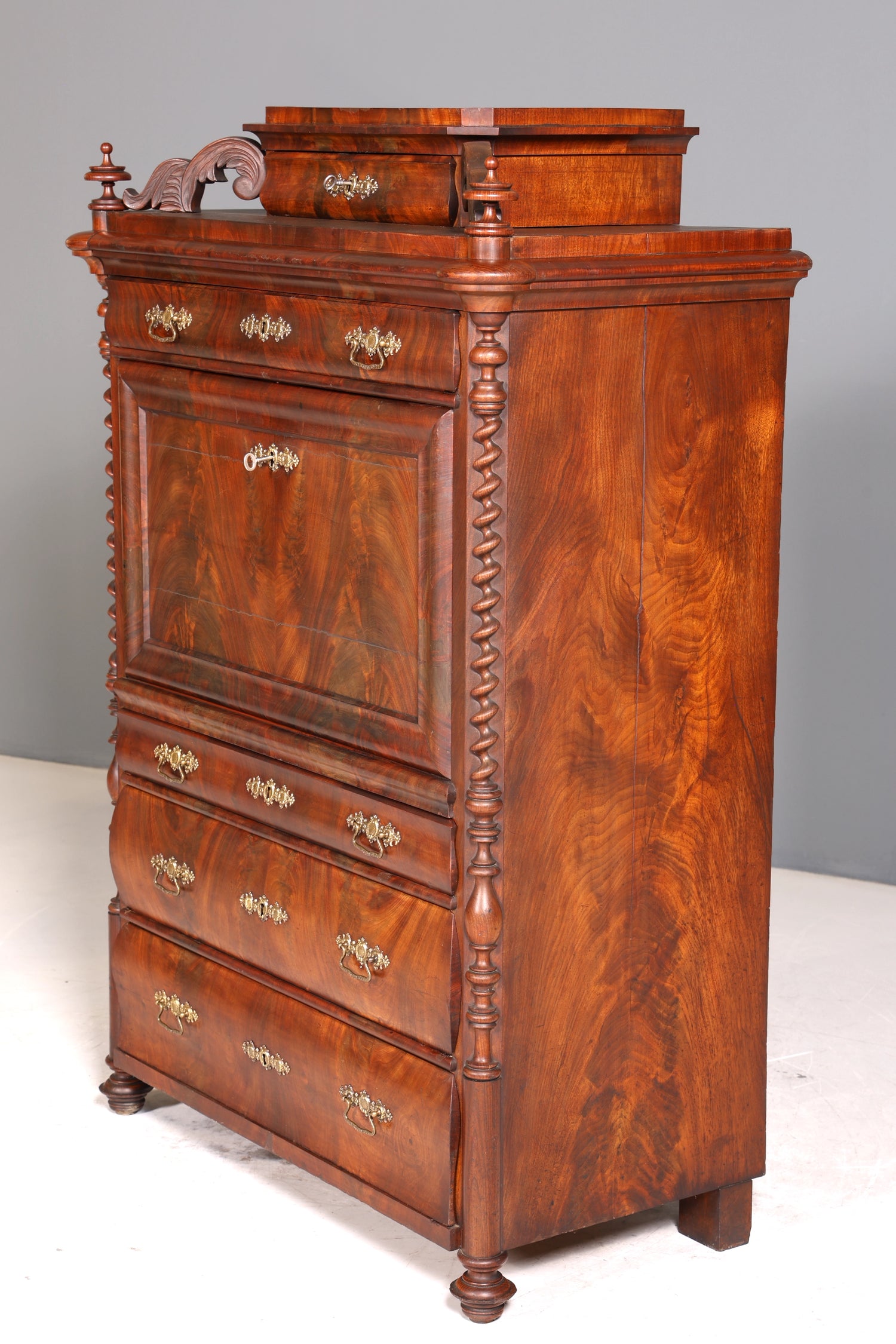 Edler Louis Philippe Sekretär Antik Biedermeier Vertiko Highboard Antik Schreibtisch Kommode