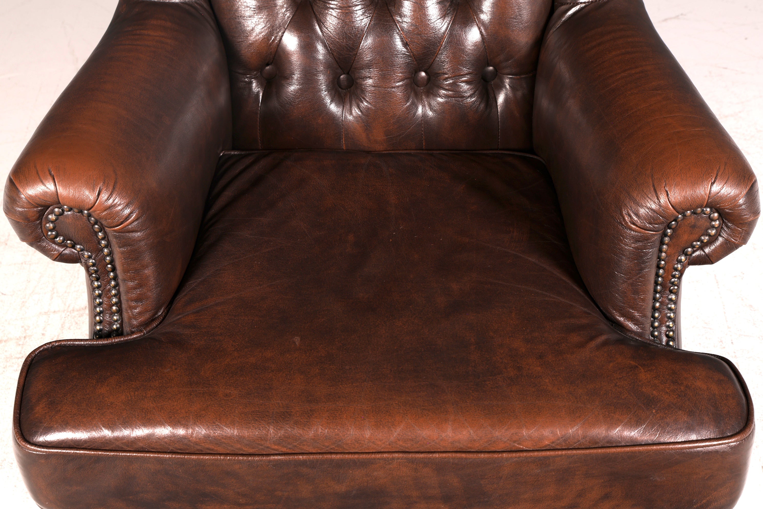 Wunderschöner Original Chesterfield Ohrenbackensessel Echt Leder Englisch Herrensessel Brauner Armlehnsessel UK Relaxsessel