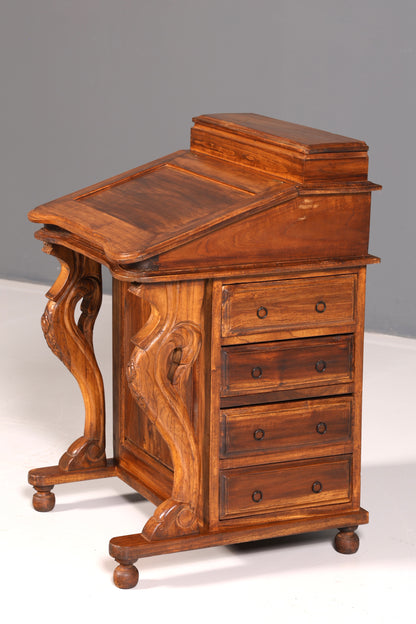 Prachtig Engels Davenport-bureau, secretaire en schrijfcommode in victoriaanse stijl, antiek en vintage
