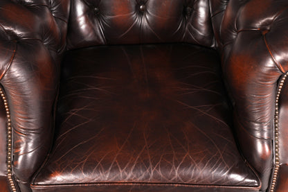 Stijlvolle originele Chesterfield Centurion fauteuil bruin echt leer Engelse armleunstoel herensstoel VK 1 van 2