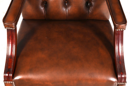 Wunderschöner Original Chesterfield Bürostuhl Claridge Ltd 1983 Echt Leder Englisch Herrensessel Armlehnstuhl UK