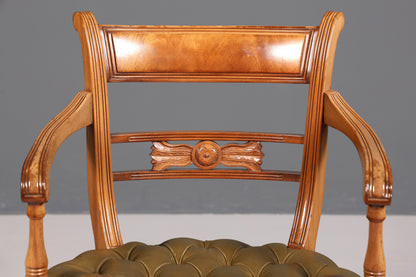 Wunderschöner Chesterfield Armlehnstuhl Anno Dom Sekretär Stuhl Englisch echt Leder Küchenstuhl 2 von 2