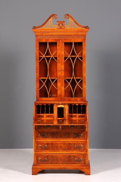 Stilvoller Englischer Sekretär Original Wade Büro Aufsatzsekretär Antik 60s Vitrinen Schrank UK