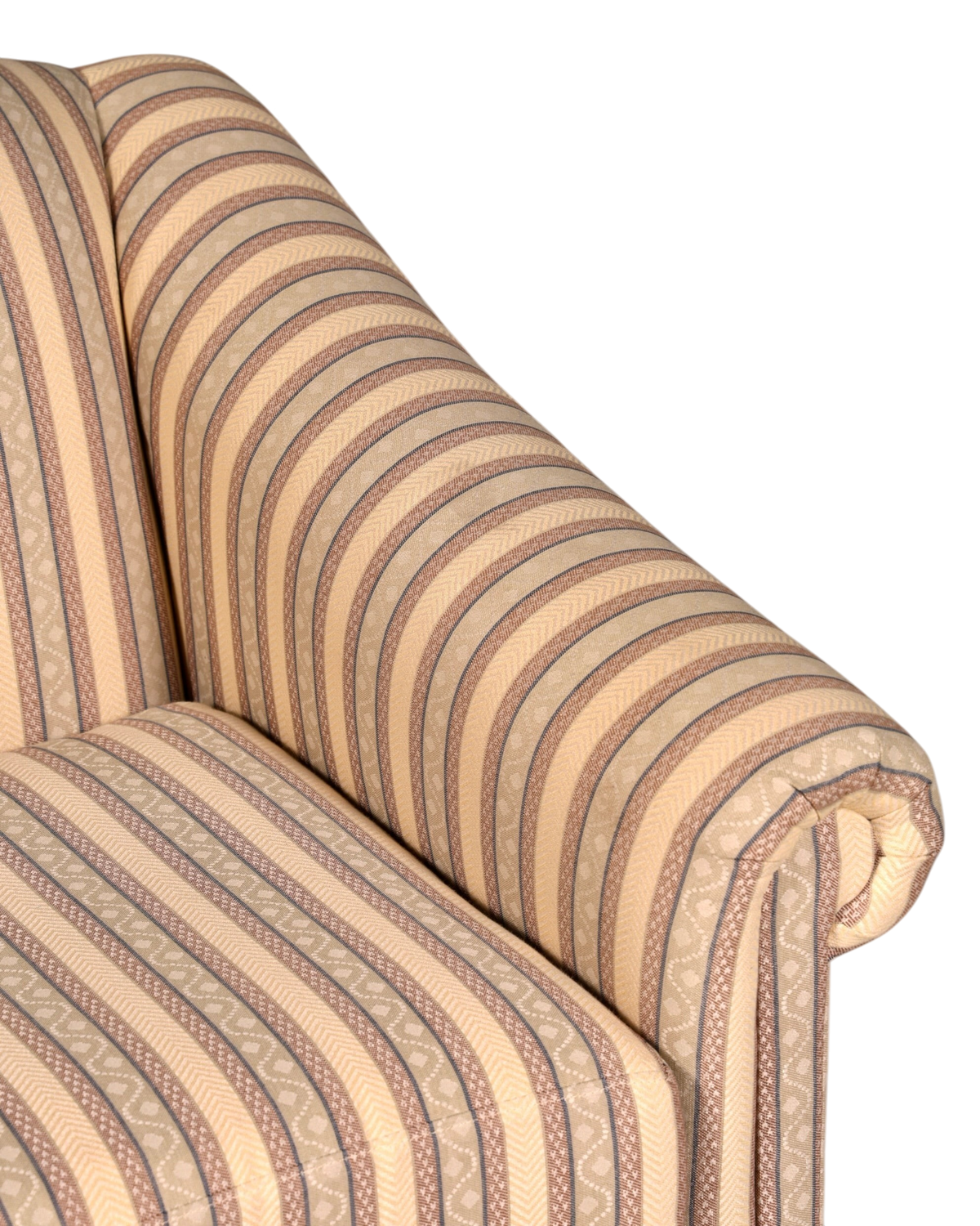 Hauptstadt Möblerei Drexel Heritage 2-Sitzer Sofa mit klassischem beigem Streifenmuster und hochwertiger Polsterung