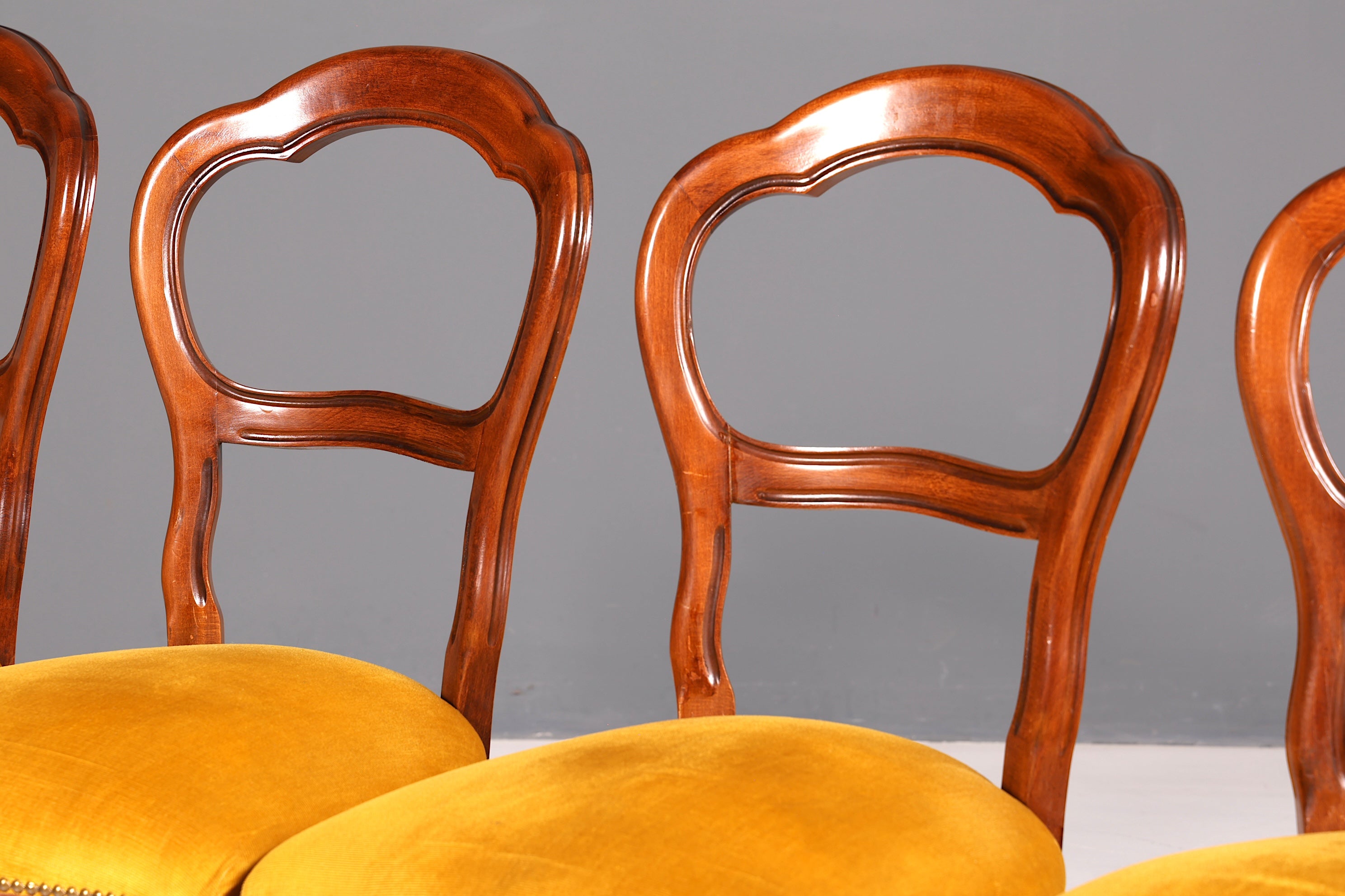 Edle 4x Louis Philippe Stühle Set um 1880 Antik Biedermeier Nussbaum Esszimmerstühle Polsterstühle Sekretär Stühle Vintage