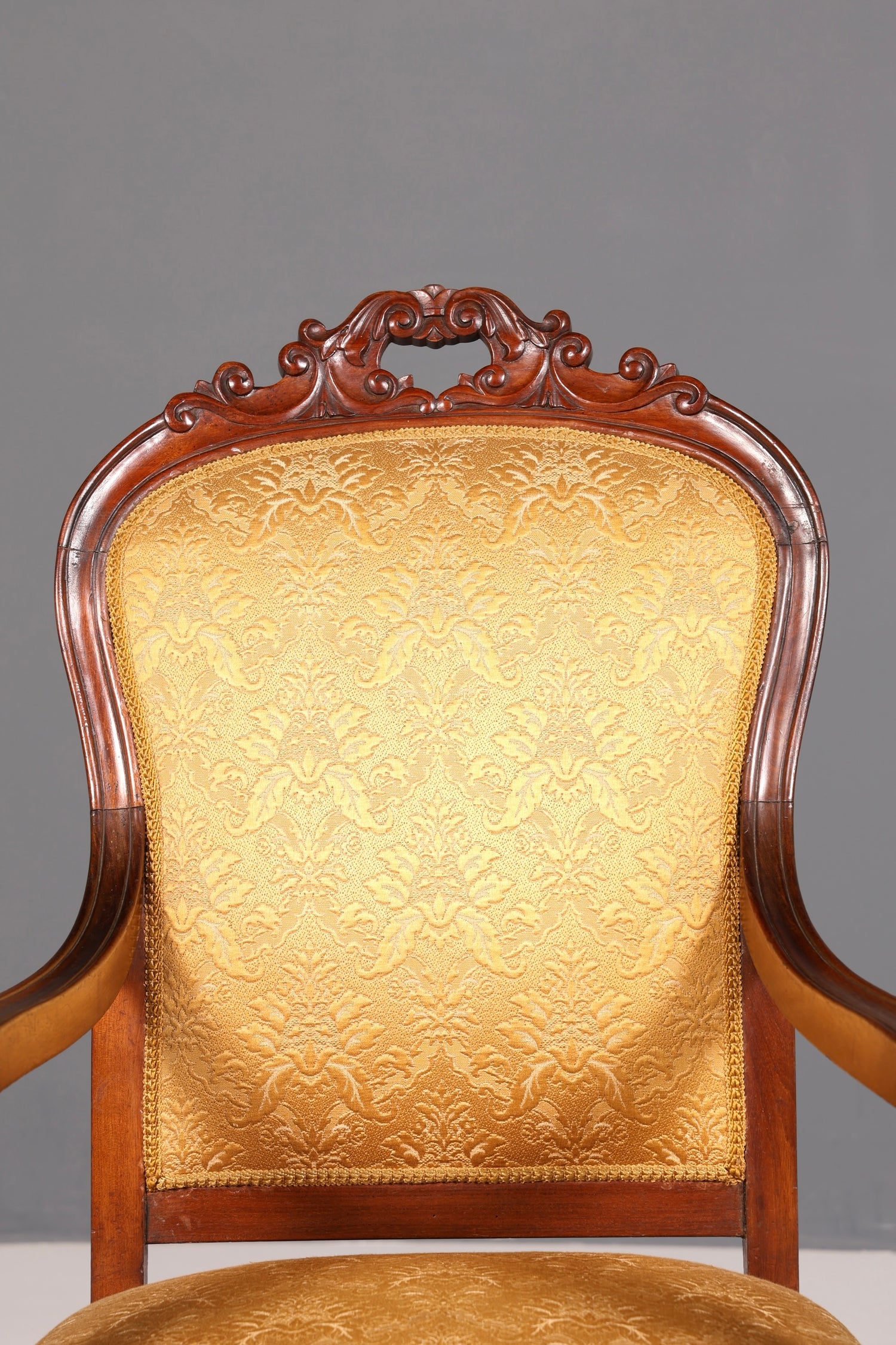 G040 Finish Edler Chippendale Armlehnsessel Barock Stil Sessel Armchair Samt Stoff Sessel