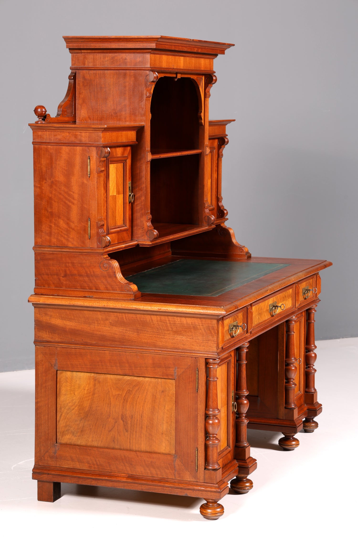 Traumhafter Gründerzeit Schreibtisch mit Aufsatz Jugendstil Bürotisch Massivholz um 1900