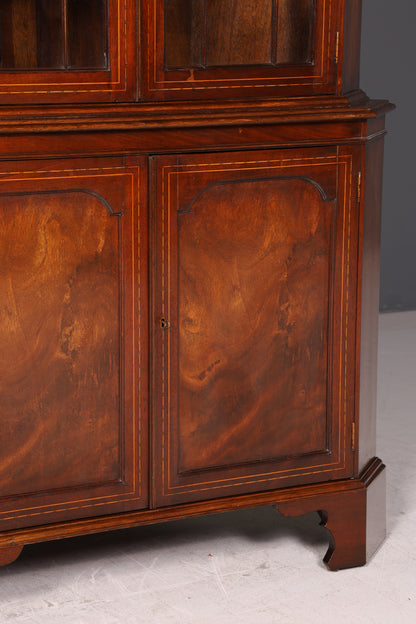Wunderschöne Englische Eckvitrine Mahagoni 60er Echt Holz Schrank Eckschrank Glasvitrine Vitrine