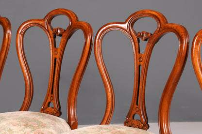 4x Traumhafte Louis Philippe Stühle um 1880 Chippendale Stuhl Set Antik Sekretär Stühle