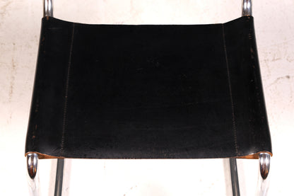 Edler Original Thonet Freischwinger Stuhl Chrom Leder Schwarz Bauhaus Designklassiker Kragstuhl Esszimmer Stuhl Vintage 2 von 2