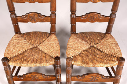 2x Wunderschöne Spanische Stühle Stuhl Set Rattan Rustikale Stühle Küchenstühle