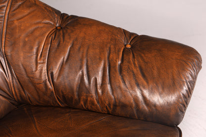 Wunderschöner Chesterfield Sessel mit Hocker Echtleder braun Ledersessel Englisch Vintage