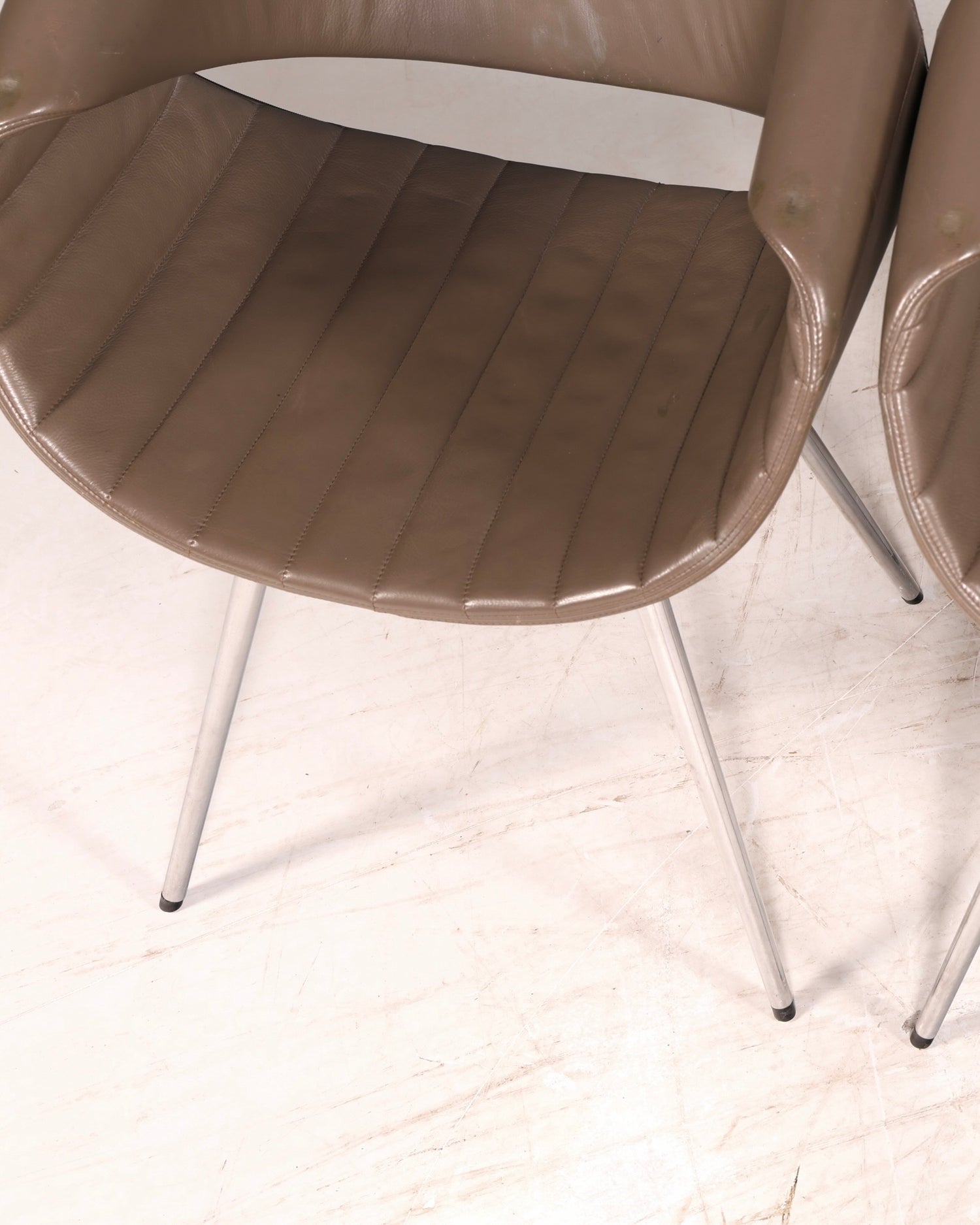 Stijlvolle set van 4 Züco Little Perillo-designfauteuils, leren fauteuils van echt leer, armstoelen, chroom, modern