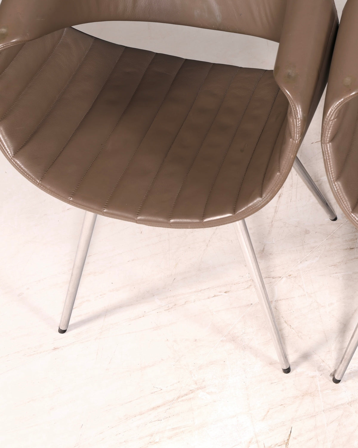 Stijlvolle set van 4 Züco Little Perillo-designfauteuils, leren fauteuils van echt leer, armstoelen, chroom, modern