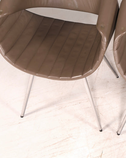 Stijlvolle set van 4 Züco Little Perillo-designfauteuils, leren fauteuils van echt leer, armstoelen, chroom, modern