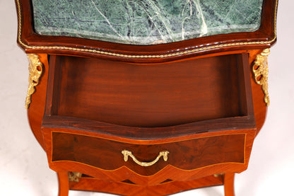 Prachtige Louis XV-bijzettafel in barokstijl, marmeren commode en telefoontafel