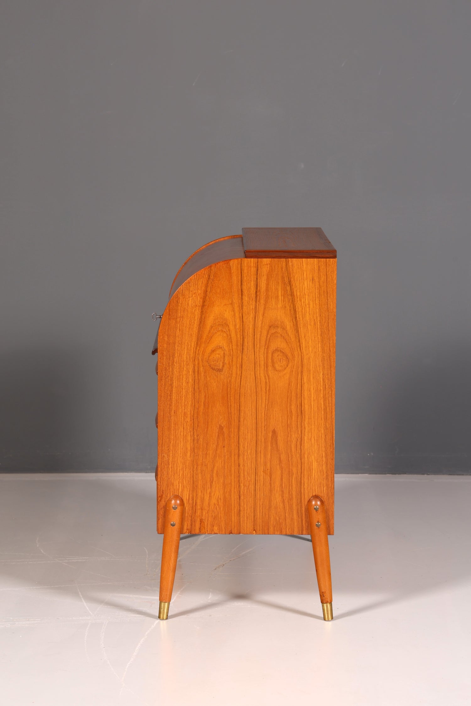 Wunderschöner Mid Century Rollladen Sekretär Schreibkommode Büro Schrank Vintage 60s Holz