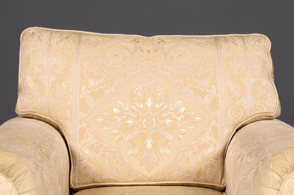 Wunderschöner Englischer Sessel Creme Gold Stoff Clubsessel Armlehnsessel Landhaus Loungesessel Vintage