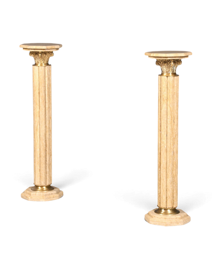 Wunderschöne Barock Stil Säule Louis XV Marmor Blumensäule Naturstein Beige Sockel Ablage 1 von 2